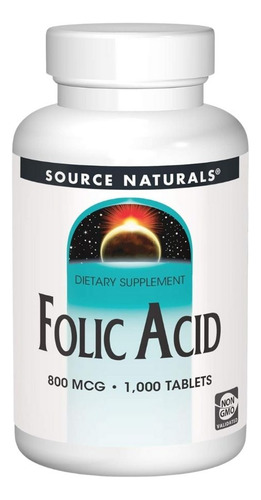 Folic Acid 800 Mcg 1000 Tabs By Source Naturals