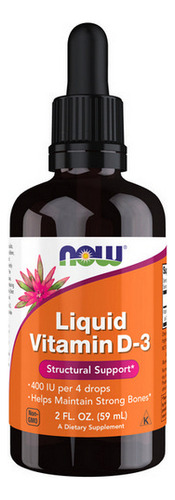 Vitamina D-3 Líquida De 2 Onças Da Now Foods