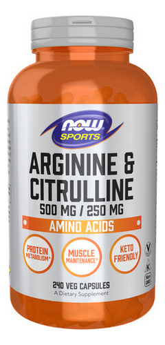 Arginina, Citrulina, 500 Mg, 240 Cápsulas Vegetais, Da Now F