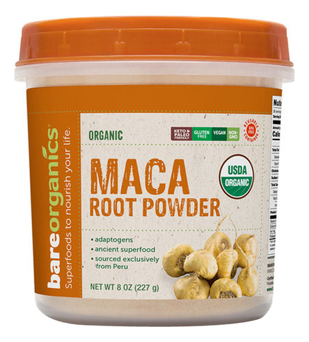 Maca Orgânica Em Pó De 8 Onças Da Bare Organics