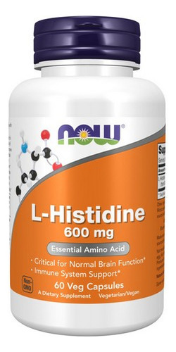 L-histidina 600 Mg 60 Cápsulas Vegetais Da Now Foods