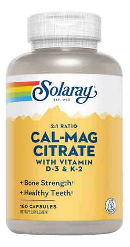 Cal-mag Citrate 180 Caps By Solaray