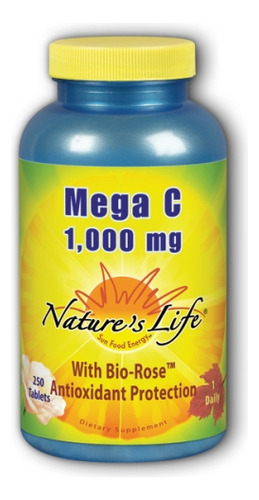 Mega Vitamina C 1000 Mg 250 Comprimidos Da Nature's Life