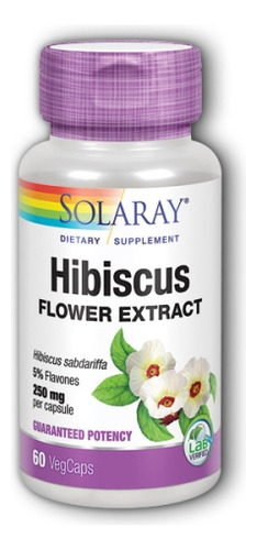 Extrato De Flor De Hibisco 250 Mg 60 Cápsulas Da Solaray