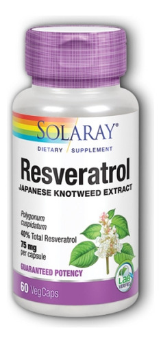 Resveratrol 75 Mg 60 Cápsulas Da Solaray