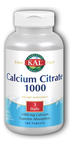 Citrato De Cálcio 1000 180 Comprimidos Por Kal
