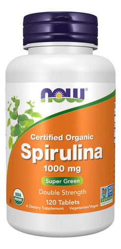 Espirulina Orgânica 1000 Mg 120 Comprimidos Da Now Foods
