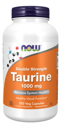 Taurina Dupla Força 1000 Mg 250 Cápsulas Da Now Foods
