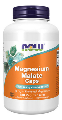 Malato De Magnésio 180 Cápsulas Vegetais Da Now Foods