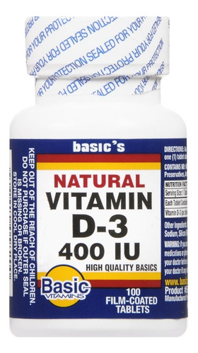 Vitamina D3 Natural 400 Ui 100 Comprimidos Por Vitaminas Bás
