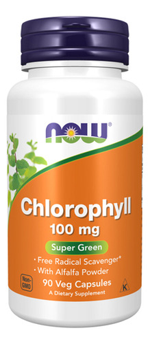 Clorofila 100 Mg 90 Cápsulas Vegetais Da Now Foods