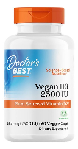 Vegan D3 2500 Ui 60 Cápsulas Vegetarianas Da Doctors Best