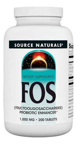 Fos (frutooligossacarídeos) 1000 Mg 200 Comprimidos Da Sourc