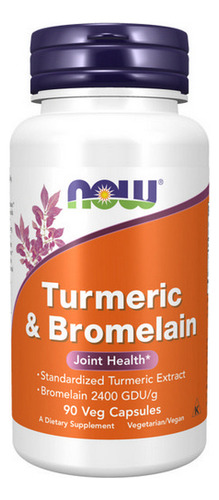 Cúrcuma E Bromelaína 90 Vcaps Da Now Foods