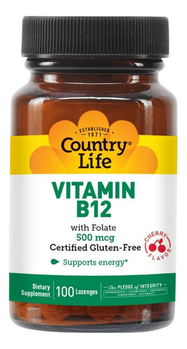 Vitamina B-12 Com Ácido Fólico Sublingual 500 Mcg 100 Pastil