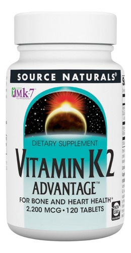 Vitamin K-2 Advantage 2200 Mcg 120 Tabs By Source Naturals