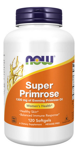 Super Primrose 1300 Mg 120 Cápsulas Gelatinosas Da Now Foods