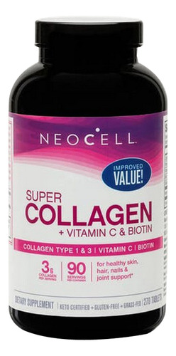 Peptídeos De Colágeno Grass Fed + C E Biotina 270 Comprimido