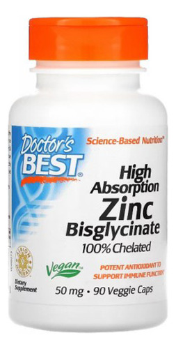 Bisglicinato De Zinco De Alta Absorção 50 Mg 90 Cápsulas Veg
