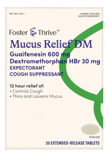 Mucus Relief Dm Guaifenesina 600 Mg 20 Comprimidos Da Foster