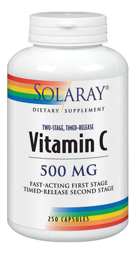 Vitamina C 500 Mg 250 Cápsulas Da Solaray