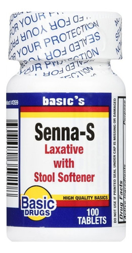 Laxante Senna-s Com Amaciante De Fezes De 100 Comprimidos Po