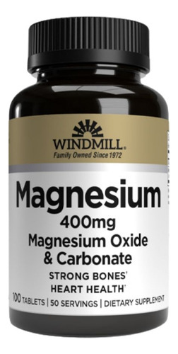 Óxido De Magnésio 400 Mg 100 Comprimidos Da Windmill Health