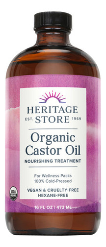 Óleo De Rícino Orgânico 16 Onças Da Heritage Store