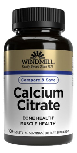 Citrato De Cálcio 100 Comprimidos Da Windmill Health