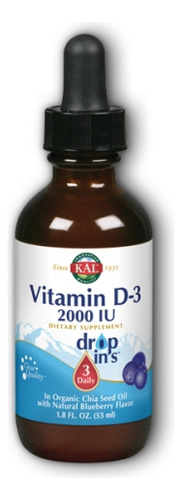 Vitamina D-3 Drop Ins Blueberry 1,8 Onças Da Kal