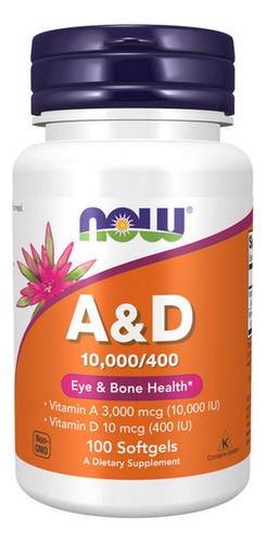 Vitamina A E D 10000/400 100 Géis Da Now Foods