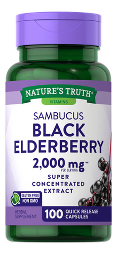 Sambucus Black Elderberry Quick Release 2000 Mg 100 Cápsulas