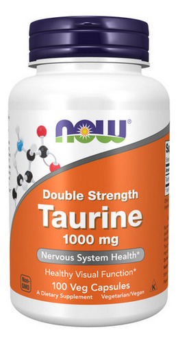 Taurina 1000 Mg 100 Cápsulas Vegetais Da Now Foods