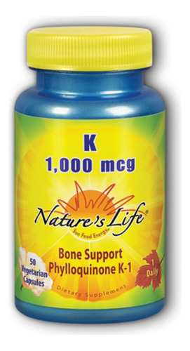 K-1 Phylloquinone 1000 Mcg 50 Vcaps By Nature's Life