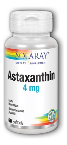 Astaxantina 4 Mg 60 Cápsulas Gelatinosas Da Solaray