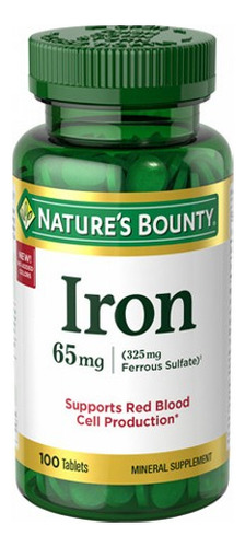 Sulfato Ferroso De Ferro 65 Mg 100 Comprimidos Da Nature's B