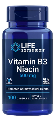 Vitamina B3, Niacina 500 Mg, 100 Cápsulas, Da Life Extension