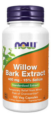 Casca De Salgueiro Branco 400 Mg 100 Cápsulas Da Now Foods