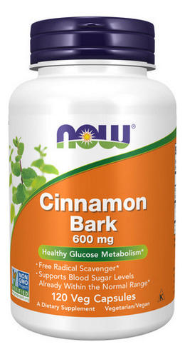 Casca De Canela 600 Mg 120 Cápsulas Da Now Foods