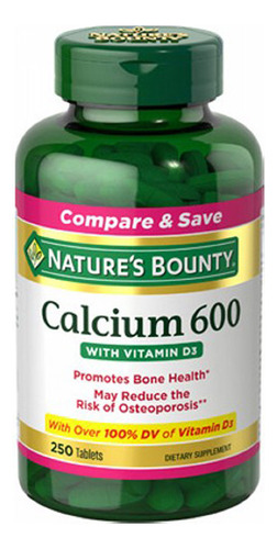 Nature's Bounty Calcium 600 Com Vitamina D3 250 Comprimidos