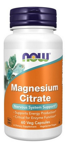Citrato De Magnésio 60 Cápsulas Vegetais Da Now Foods