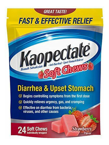Diarréia E Dor De Estômago Soft Chews Strawberry 24 Chews By