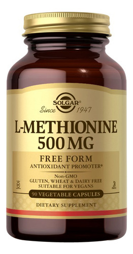 Cápsulas De L-metionina 500 Mg 90 V Da Solgar