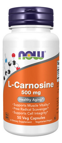 L-carnosina 500 Mg E 50 Cápsulas Vegetais Da Now Foods