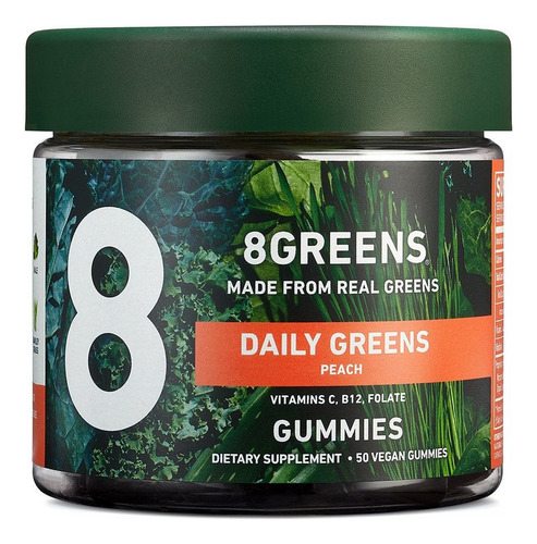 Super Greens Real Greens Em Pó Em Uma Goma 50 Gomas Da 8gree