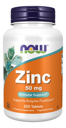 Zinco 50 Mg 250 Comprimidos Da Now Foods