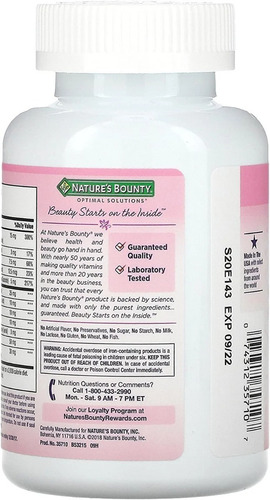 Cabelo, Pele, Unhas, 5000 Mcg, Nature Bounty, 250 Cápsulas - Imagem 10
