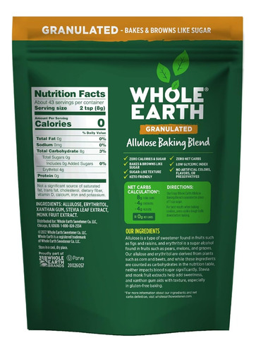 Suplemento Whole Earth Açúcar Vegetal De Alulose 340 G - Imagem 2