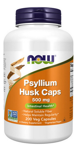 Casca De Psyllium 500 Mg 200 Cápsulas Da Now Foods