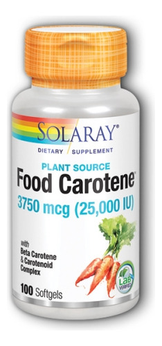 Caroteno Alimentar 25.000 Ui 100 Cápsulas Gelatinosas Da Sol